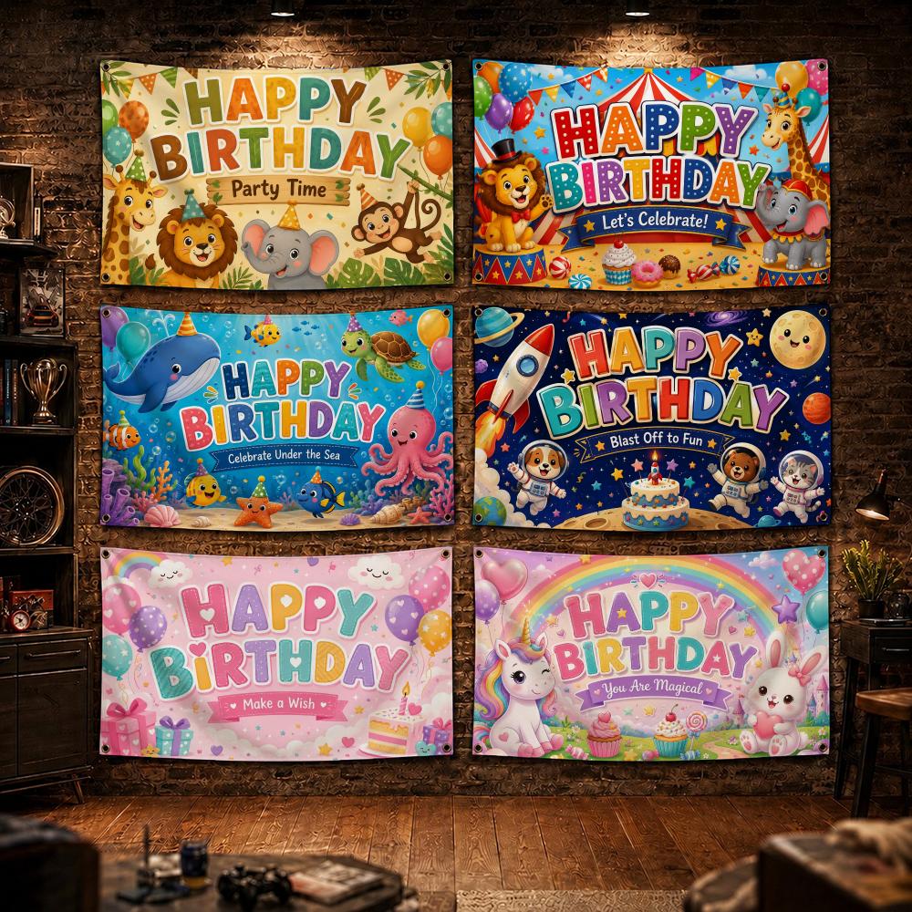 Outdoor Adventure Birthday Party - Banderas de Fiesta de Cumpleaños de
